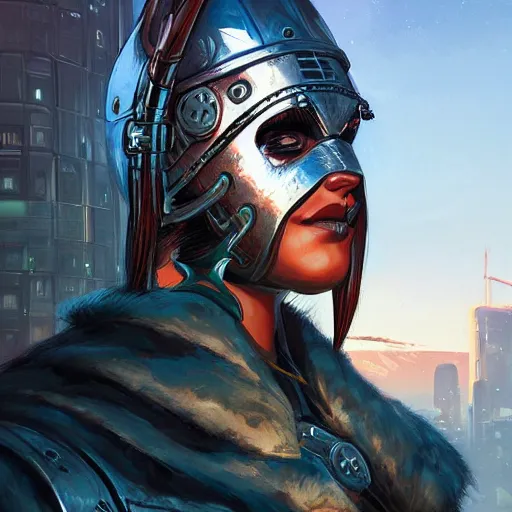 Image similar to cyberpunk viking helmet mask warrior goddess robot ninja fantasy, art gta 5 cover, official fanart behance hd artstation by jesper ejsing, by rhads, makoto shinkai and lois van baarle, ilya kuvshinov, ossdraws