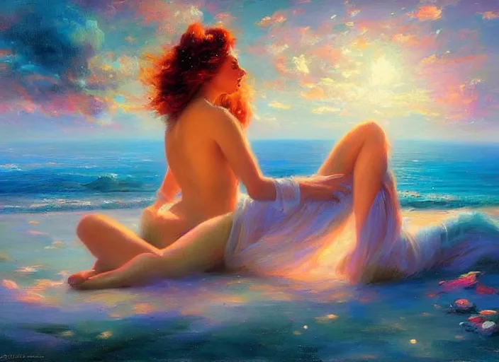 Image similar to cosmic ocean on the beach by vladimir volegov and delphin enjolras