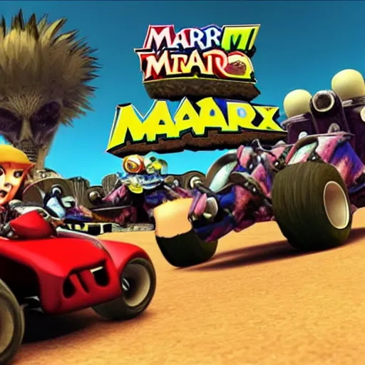 Image similar to mariokart mad max movie.