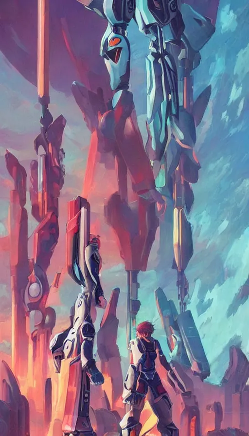 Image similar to xenoblade chronicles mechonis towering over the viewer by vincent di fate