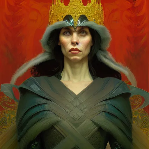 Prompt: Portrait of an angry elf queen ,highly detailed, digital painting, artstation, concept art, sharp focus, illustration, art by greg rutkowski and alphonse mucha