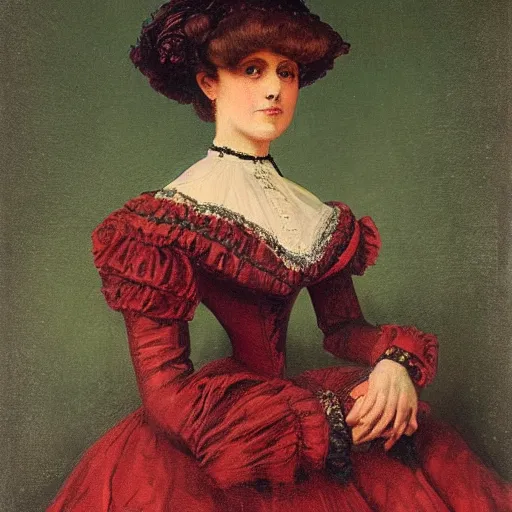 Image similar to portrait of victorian lady, impressionis