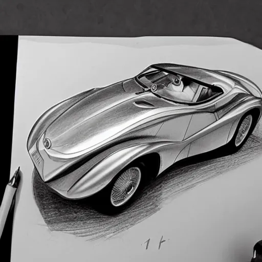 Image similar to delahaye concept car, detailed award-winning pencil sketch