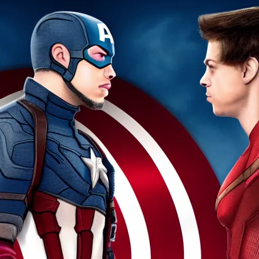 Image similar to Pete Davidson and Kanye West in Captain America: Civil War (2016), 8K concept art, detailed