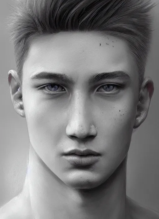 Prompt: a magical portrait of the young god of masculinity, art by lixin yin and greg danton and denys tsiperko, detailed, hyperrealism, artstation