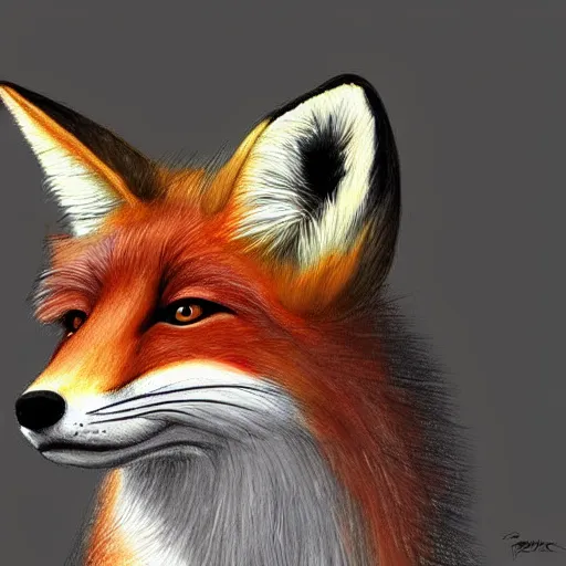 Prompt: a hyper realistic drawing of a fox as digital art