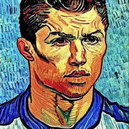 Prompt: cristiano ronaldo by van gogh,