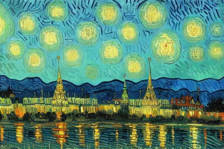 Image similar to beautiful russia of the future, oil painting, trending on artstation by van gogh