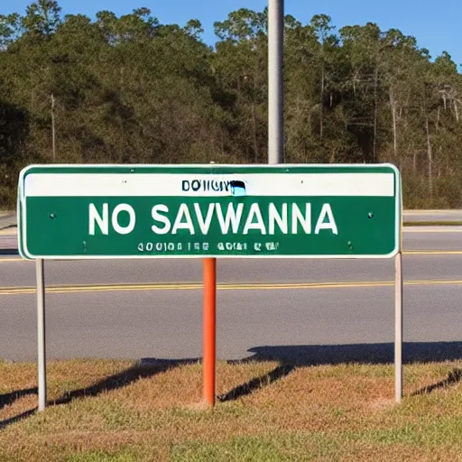 Prompt: no savannah, georgia sign on highway