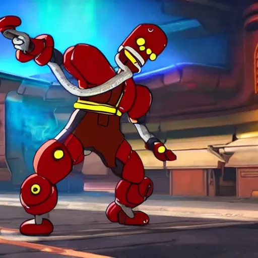 Image similar to A still of Bender from Futurama in Street Fighter V (2016)