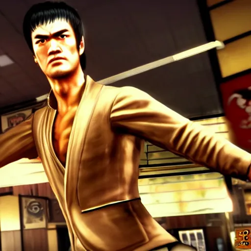 Prompt: bruce lee in yakuza 0, in game screenshot