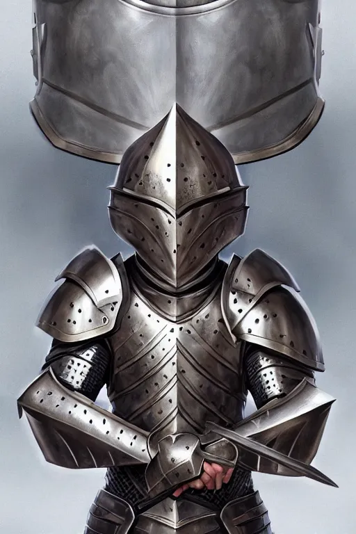 Prompt: profile of paladin knight wearing full helmet and scale mail armor, character concept art, intricate details, highly detailed photorealistic portrait in the style of adam hughes, seseon yoon, artgerm and warren louw