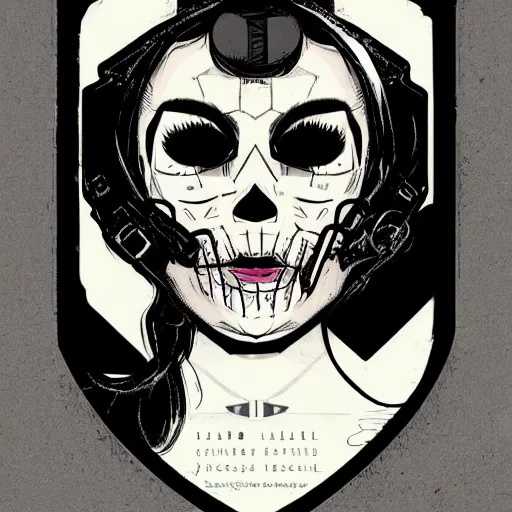Image similar to portrait skull girl biker by petros afshar, tom whalen, laurie greasley, jc leyendecker and singer sargent