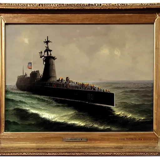Image similar to uss submarine hmcs thresher painting by hubert robert detailed