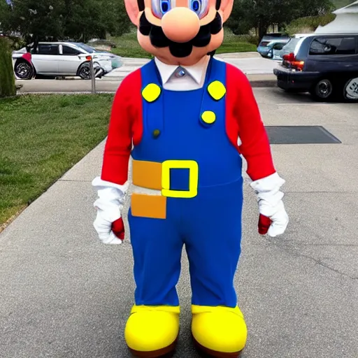 Image similar to walter white dressed up as mario