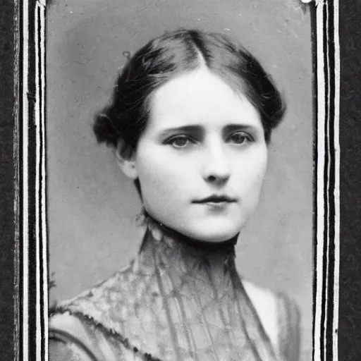 Prompt: edwardian photograph of a beautiful woman, elegant, symmetrical, staring at the camera, very grainy, 1900s, 1910s, close-up portrait, slightly blurry