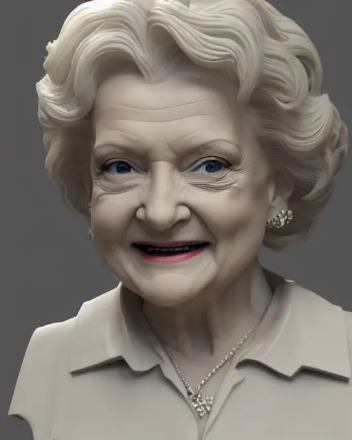 Image similar to A sculpture of Betty White by michelangelo, marble, volumetric lighting, Unreal Engine 5, Photorealistic