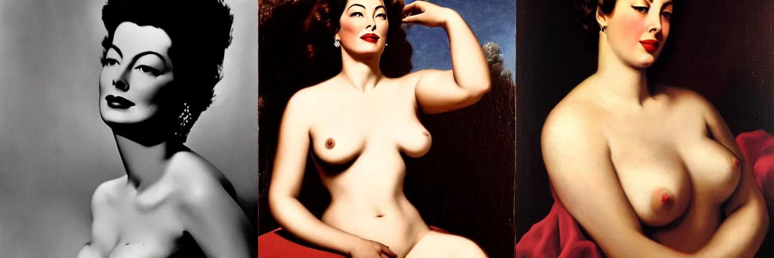 Prompt: rokeby venus by velasquez as played by ava gardner