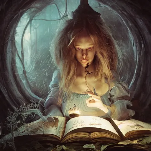 Image similar to alice in wonderland, high detail, dramatic light, digital art, chiaroscuro, painted by seb mckinnon and greg rutkowski, trending on artstation