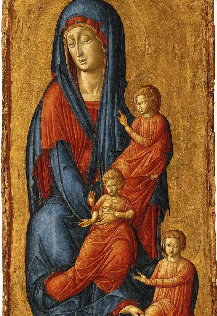 Prompt: Rucellai Madonna by Duccio, circa 1285