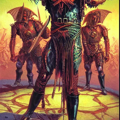 Image similar to Artwork by Clyde Caldwell of The Sanguinary Grail.