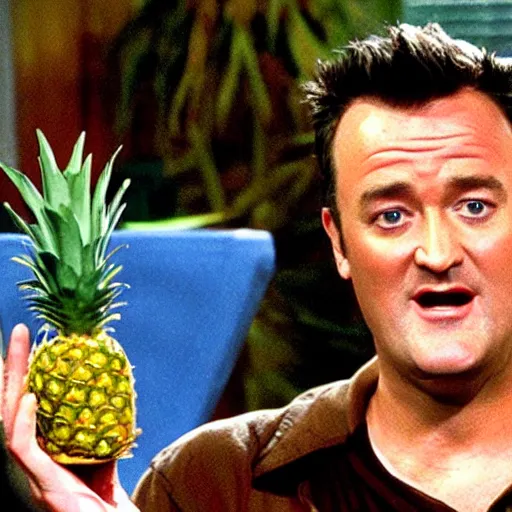 Prompt: chandler bing holding a pineapple