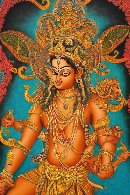 Image similar to Nataraj, oil painting, intricate detail, ornate