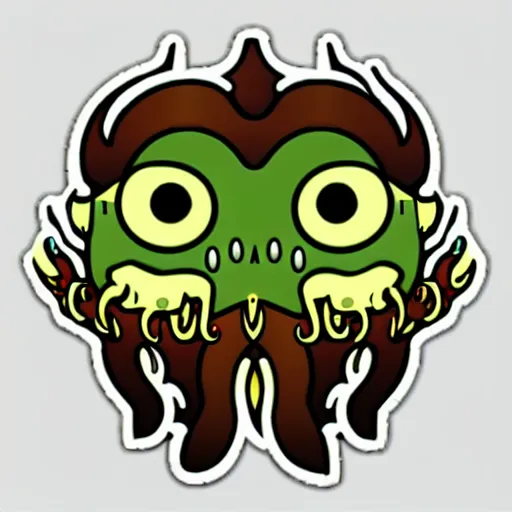 Prompt: sticker of cthulhu and tarsier mix