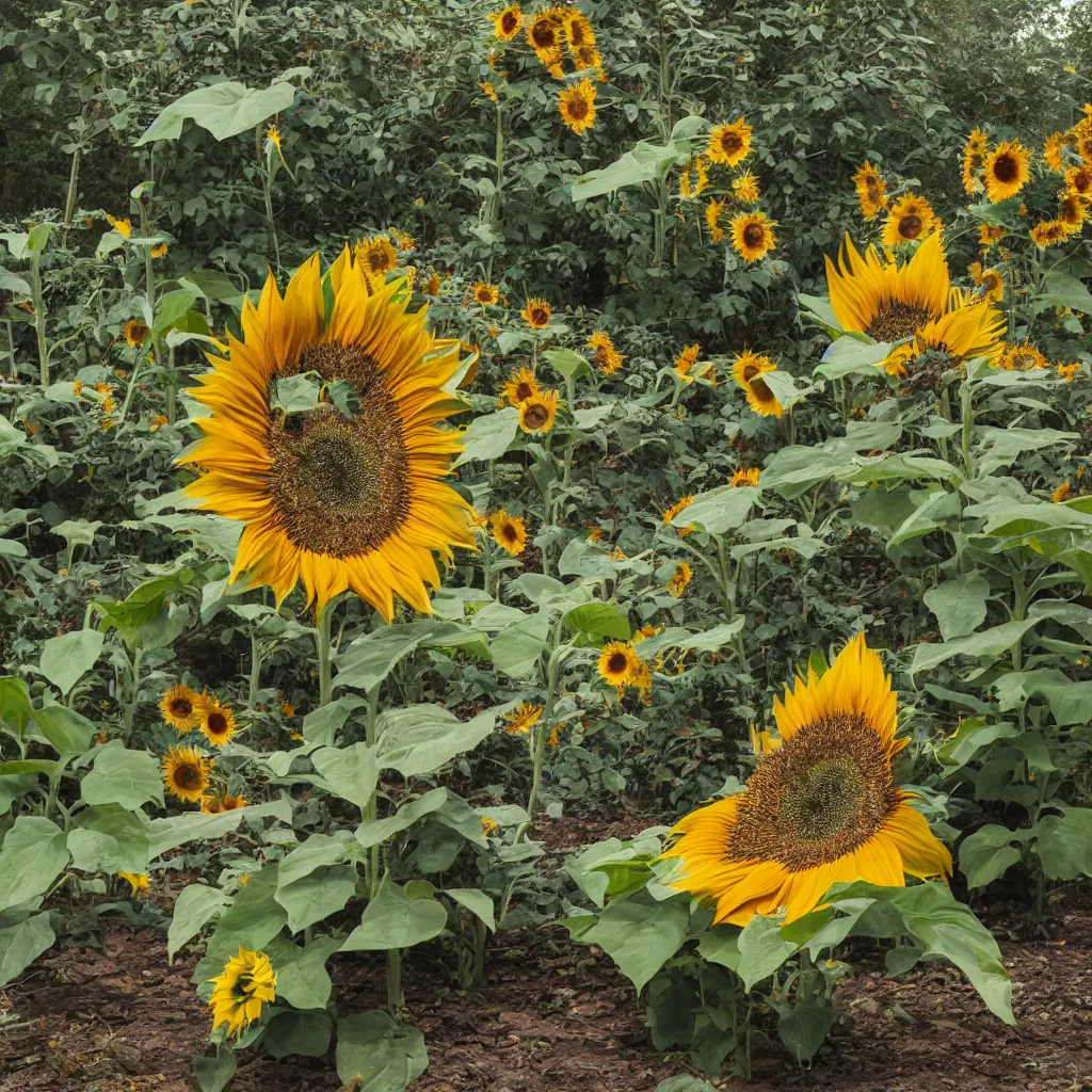 Image similar to corpse flower, sunflower petals blooming a skull