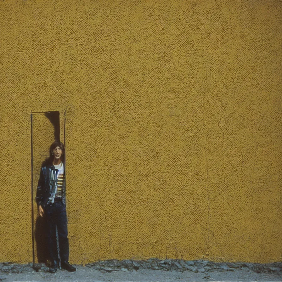 Image similar to 7 0 s movie still large shot of a skinny man with trypophobia in a yellow wall soviet tunnel, cinestill 8 0 0 t 3 5 mm eastmancolor, heavy grain, high quality, high detail