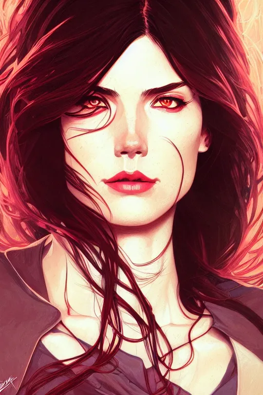 Prompt: a portrait of jessica drew, spider - woman, fantasy, sharp focus, intricate, elegant, digital painting, artstation, matte, highly detailed, concept art, illustration, ambient lighting, art by ilya kuvshinov, artgerm, alphonse mucha, and greg rutkowski