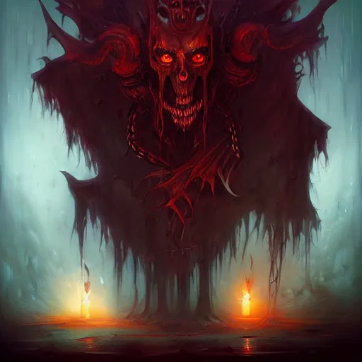 Image similar to Demon Knight of Death, by Anato Finnstark, Tom Bagshaw, Brom