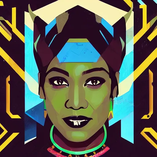 Image similar to Wakandan Beyonce profile picture by Sachin Teng, asymmetrical, Organic Painting , Matte Painting, geometric shapes, hard edges, graffiti, street art:2 by Sachin Teng:4