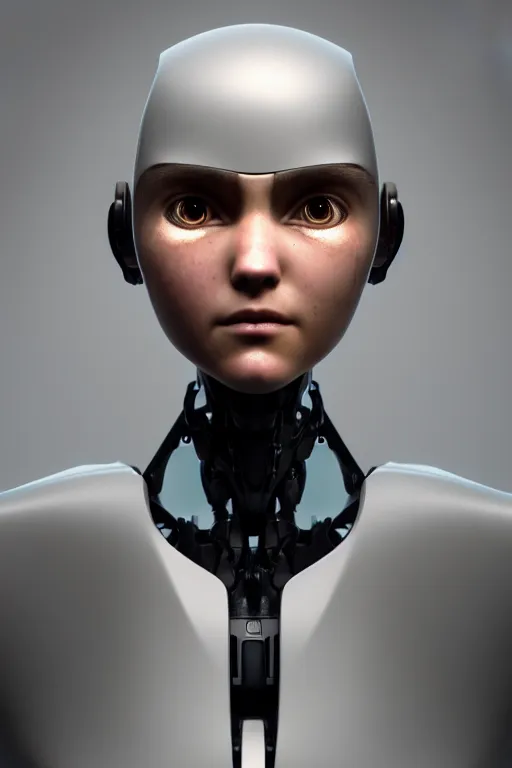 Prompt: headshot of humanoid robot from ex machina, by jean - baptiste monge, octane render, 4 k