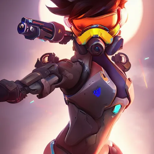 overwatch tracer wearing a cyberkinetic mask, digital, Stable Diffusion