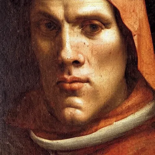 Image similar to A 14th century italian renaissance oil painting of Jerma985, portrait of Jerma985, grainy, realistic, very realistic, hyperrealistic, highly detailed, very detailed, extremely detailed, very neat, very epic, very cool, detailed, trending on artstation