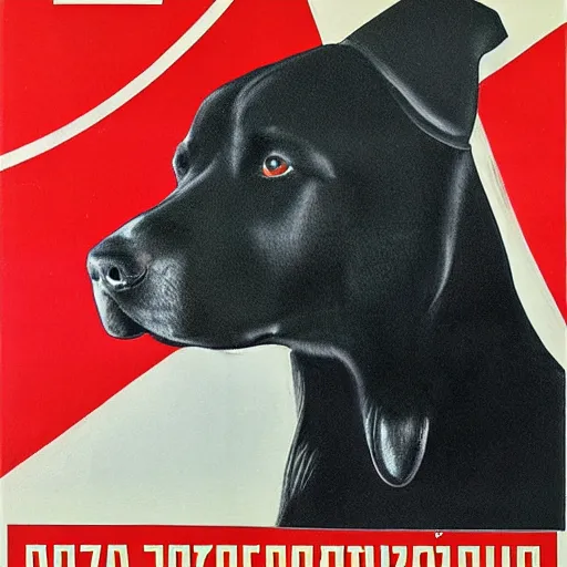 Image similar to Soviet propaganda black lab