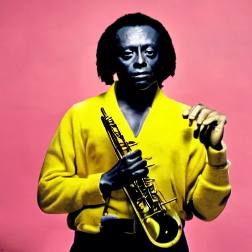 Image similar to a photo of miles davis with the yellow minions