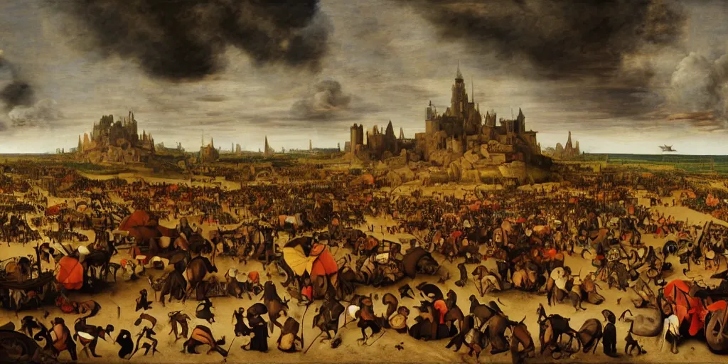 Prompt: beautiful oil matte painting, the triumph of the black plague, wonderful masterpiece highly detailed, beautiful cinematic light deep focus, elegant, digital painting, smooth, sharp focus, golden ratio, dramatic illumination, ultra realistic, 8 k, art by pieter bruegel