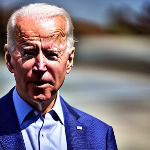 Prompt: joe biden with uncanny unsettling big eyes 5 5 mm photography footage