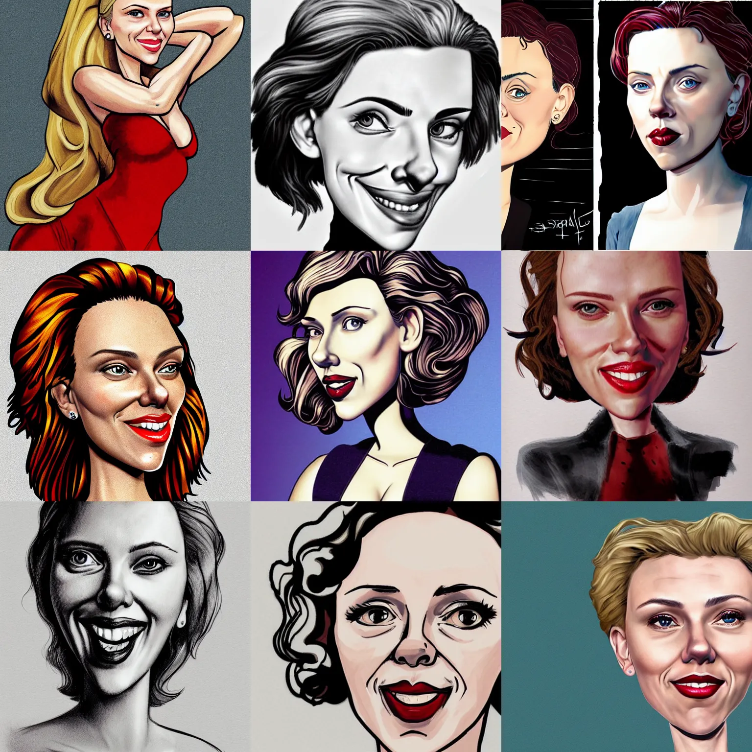 Prompt: a caricature of scarlett johansson