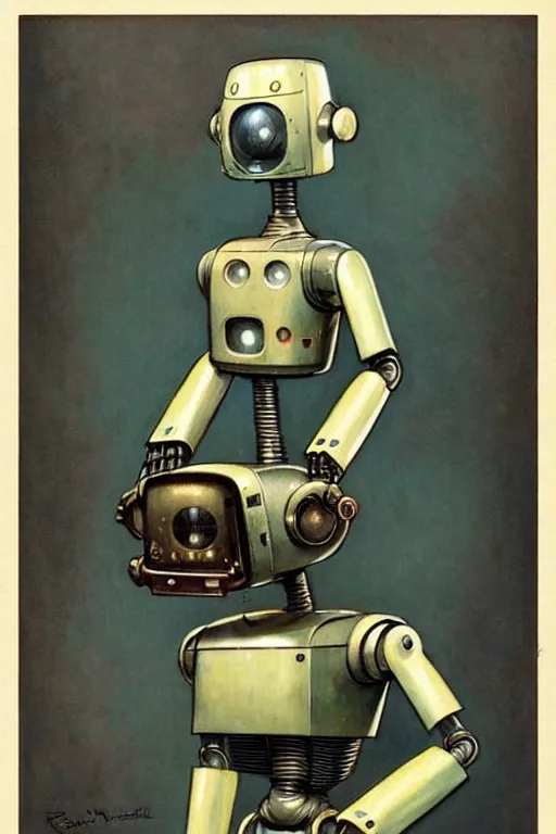 Prompt: ( ( ( ( ( 1 9 5 0 s robot,, robert kinoshita, android. muted colors. ) ) ) ) ) by jean - baptiste monge, tom lovell!!!!!!!!!!!!!!!!!!!!!!!!!!!!!!