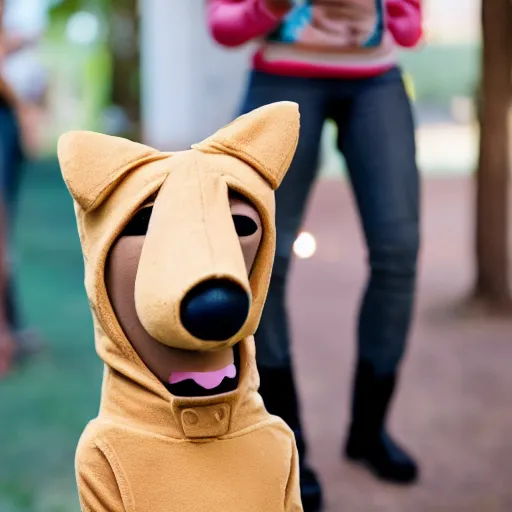 Image similar to a human dressed as a dog, humanoid dog