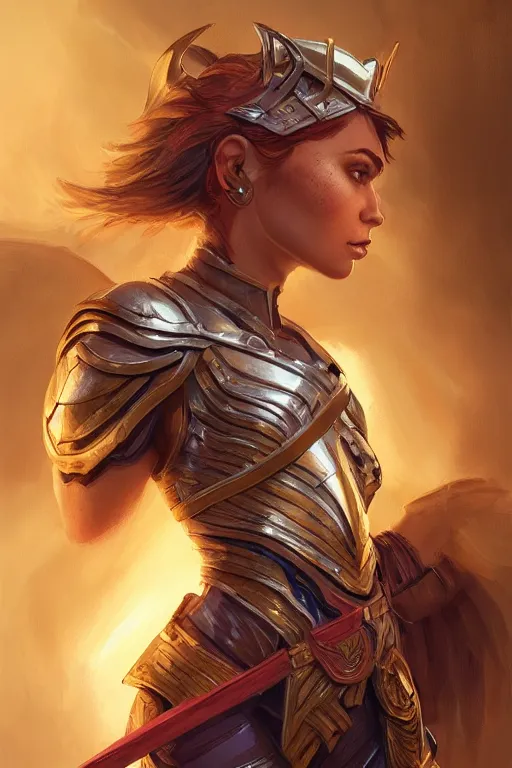 Image similar to amazon valkyrie athena, d & d, fantasy, portrait, highly detailed, headshot, digital painting, trending on artstation, concept art, sharp focus, illustration, art by artgerm and greg rutkowski and magali villeneuve