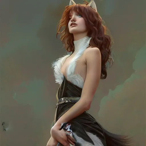 Prompt: ultra realistic illustration, bella thorne as a cat, intricate, elegant, highly detailed, digital painting, artstation, concept art, smooth, sharp focus, illustration, art by artgerm and greg rutkowski and alphonse mucha