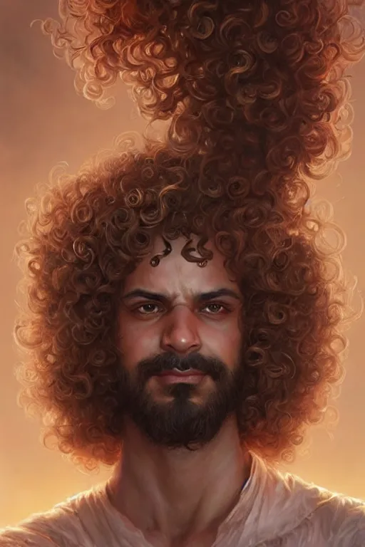 Image similar to a curly - haired persian guy god of the cognition, highly detailed, d & d, fantasy, highly detailed, digital painting, trending on artstation, concept art, sharp focus, illustration, art by artgerm and greg rutkowski and magali villeneuve