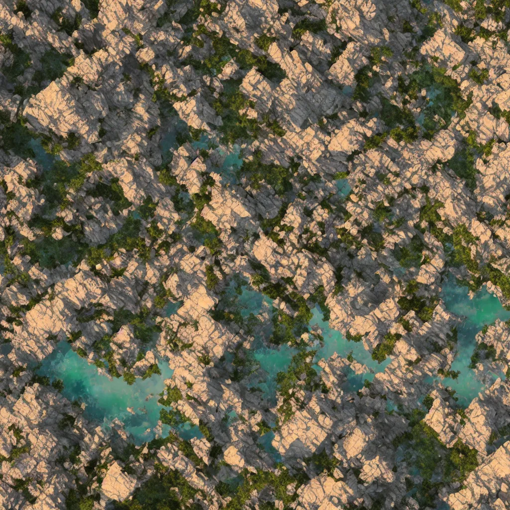 Prompt: high resolution!! aerial photography of a very ornated landscape filled with porcelain vibrant and iridescent venining, sky is not visible, 8K, octane render, sentinel, landsat, state of the art lightings, photorealistic, color scheme is random but consistent
