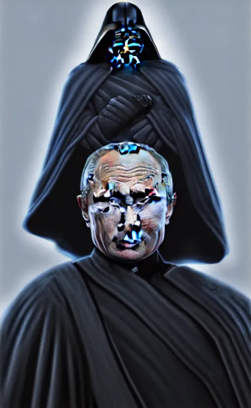 Image similar to wideangle!! comic style portrait shot of vladimir putin as emperor palpatine in the star wars, intricate, elegant, highly detailed, digital painting, artstation, concept art, illustration,