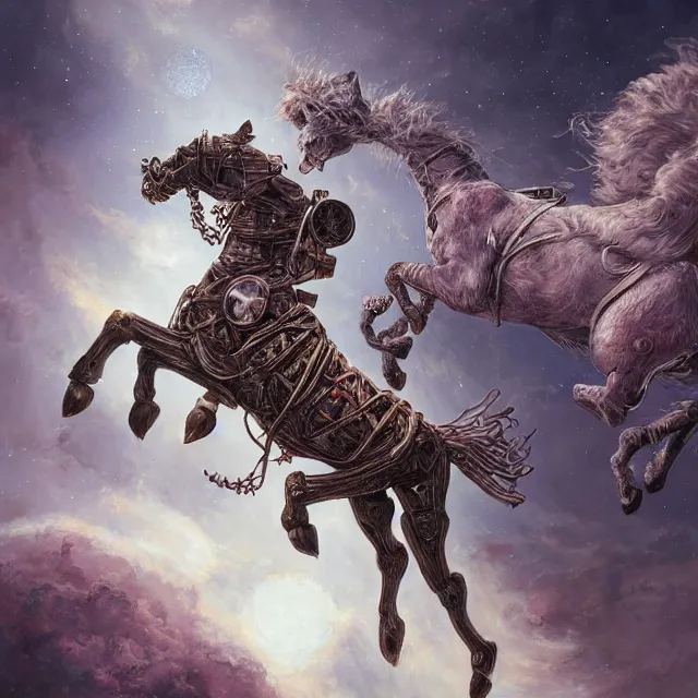 Prompt: horse on astronaut, industrial sci - fi, by mandy jurgens, ernst haeckel, james jean, riding