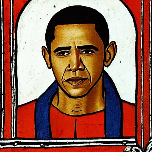 Prompt: medieval painting of barack obama